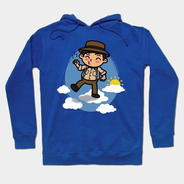 Cute Kawaii Man Walking On The Clouds Funny Cartoon Hoodie by Originals By Boggs